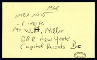 [Letter] : 2.1968. letter from Naomi Shemer to Mr. W.H. Miller.
