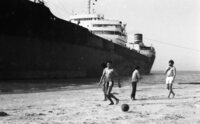 The tanker ship " Atlantic " grounded on the sea shore of Ashdod.