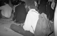 Hippies praying at the Western Wall on the 1900 anniversary of the destruction of the Jewish Temple by the Romans.