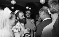 Ruth Alexandrovich and Yeshayahu Averbuch who passed through Soviet prisons before they were allowed to come to Israel were married by Rabbi Yedidia Frenkel at the WIZO house in Tel Aviv PM Golda Meir, Moshe Dayan and many guests participated the Wedding ceremony.