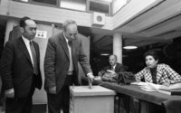The Israeli Lawyers holding their trade union elections in Tel Aviv.