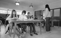 New immigrants children from Soviet Union receiving their education at Hadasim.
