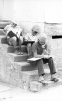 New immigrants participating on a free day leaarning the Hebrew songs.
