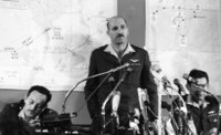 The IDF holding a press conference on the Libyan passenger airplane Boeing 727 which was shot down after entering the Israeli controlled airspace over Sinai.