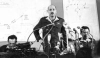 The IDF holding a press conference on the Libyan passenger airplane Boeing 727 which was shot down after entering the Israeli controlled airspace over Sinai.