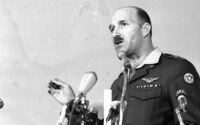 The IDF holding a press conference on the Libyan passenger airplane Boeing 727 which was shot down after entering the Israeli controlled airspace over Sinai.