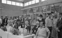 Minister Haim Bar Lev visiting a tiles factory in Kiryat Arba.