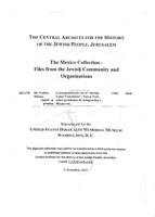 Correspondencia con el "Jewish Labor Committee", Nueva York sobre problemas de inmigración a México etc.