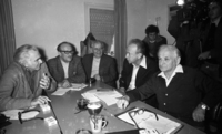 Itzhak Rabin visited the headquarter of the leftist Political Party, Mapam.