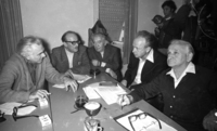 Itzhak Rabin visited the headquarter of the leftist Political Party, Mapam.