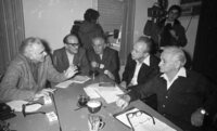 Itzhak Rabin visited the headquarter of the leftist Political Party, Mapam.