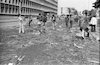 Angry flower-growers tossed bunches of wilting flowers from the roofs of buses and trucks in the centre of Tel Aviv.