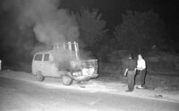 A transporter car driving on the Jerusalem highway, from unknown reason went on fire.