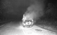 A transporter car driving on the Jerusalem highway, from unknown reason went on fire.