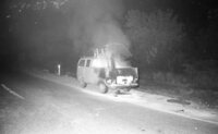 A transporter car driving on the Jerusalem highway, from unknown reason went on fire.