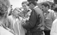 Several members of Kibbutz Or demonstrating in front of the Prime Minister's office in Jerusalem, demanding to end the partly occupation of Lebanon and withdrawal of the IDF troops.