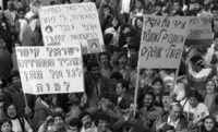 Following the intention of the Agriculture Ministry to close the meat industry and import the meat products from abroad, the workers, fear to loose their jobs went to demonstrate at the Histadrut Workers Union building.
