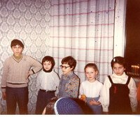 Chanukah 1983 : children; Rav Eliyahu Essas (lower right of frame).