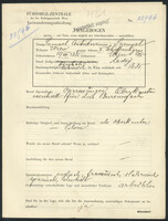 Applicant: Antreiber, Samuel; born 15.8.1885 in Vienna (Austria); single; professions: Opernsänger, Oberkantor.