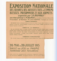 Exposition nationale des oeuvres d'artistes tués à l'ennemi, blessés, prisonniers.