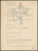 Applicant: Arendarz, Israel Peisach; born 28.10.1898 in Warsaw (Poland); married.