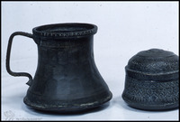 Photograph of: Mikveh vessel; Soap box.