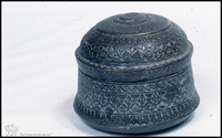 Photograph of: Mikveh vessel; Soap box.
