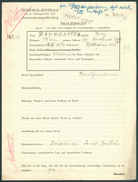 Applicant: Baumgarten, Josef; born 18.6.1874 in Holešov (Czech Republic); single.