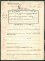 Applicant: Etwanik, Oskar; born 29.1.1892 in Vienna (Austria); single.
