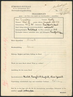 Applicant: Bunzlau, Gertÿ; born 28.4.1895 in Frankfurt am Main (Germany); married.
