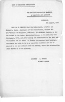 Copy of Seawirthy Certificate - The British Corporation Register of Shipping and Aircraft.