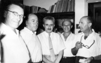 משה שרת, שלמה קפלן והמלחין עמנואל (פוגצ'וב) עמירן.