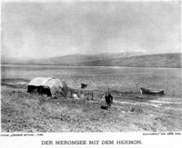 החולה (מי מרום) ברקע החרמון צילום ליאו קאהן 1912