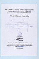 Jewish World Relief activities - Reports and correspondence.