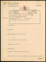 Applicant: Neufeld, Bella; born 9.9.1909 in Nuremberg (Germany); single.