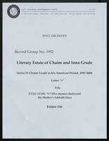 Documents and correspondence relating to Der mames shabosim.