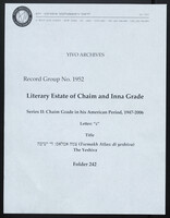 Documents and Correspondence relating to Tsemakh Atlas: di yeshiva.