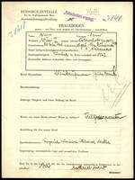 Applicant: Weiss, Ernst; born 21.7.1901 in Agris (Romania); married.
