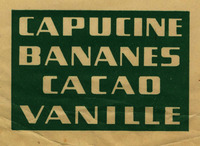 Capucino, Bananes, Cacao, Vanille.