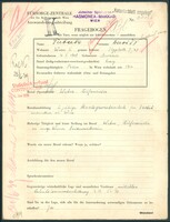 Applicant: Tabak, David; born 16.5.1908 in Buchach (Ukraine); single.