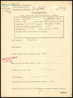 Applicant: Tischler, Abraham Uszer; born 23.3.1889 in Buczacz (Ukraine); married.